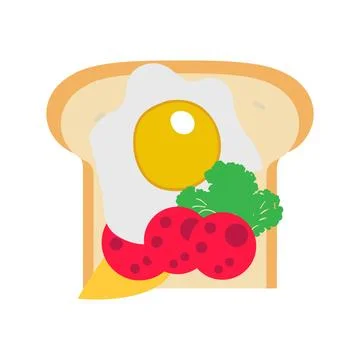 Sandwich with fried egg and bread toast Stock Illustration