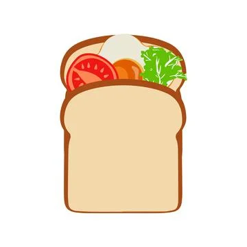 Sandwich with fried egg and bread toast Stock Illustration