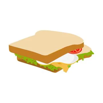 Sandwich with fried egg and bread toast Stock Illustration