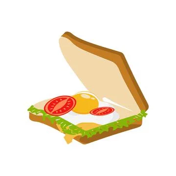 Sandwich with fried egg and bread toast Stock Illustration