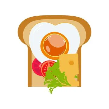 Sandwich with fried egg and bread toast Stock Illustration