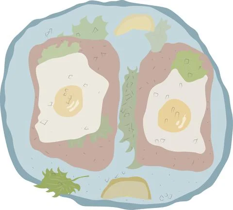 Sandwich with Fried egg. Stock Illustration
