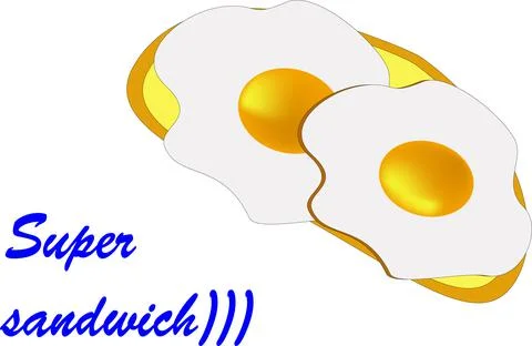 Sandwich with fried eggs Stock Illustration