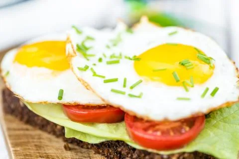 Sandwich with fried Eggs Stock Photos