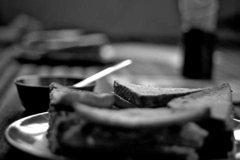 A Sandwich in Greyscale Stock Photos
