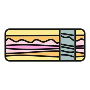 Sandwich with ham and cheese flat icon Stock Illustration