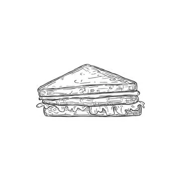 Sandwich with ham, cheese, toasted bread isolated Stock Illustration
