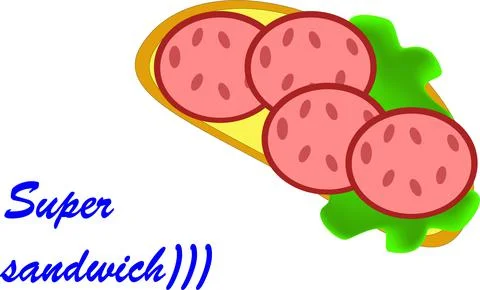 Sandwich with ham Stock Illustration