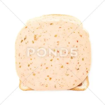 Sandwich with ham over white isolated background Stock Photos