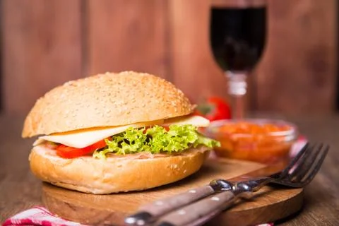 Sandwich with ham Stock Photos