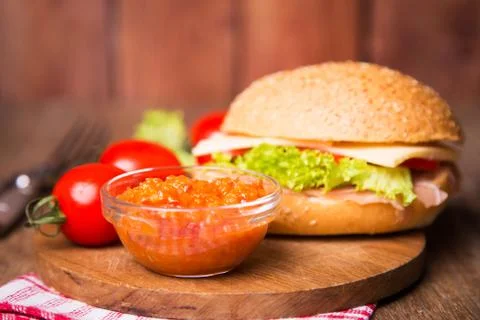 Sandwich with ham Stock Photos