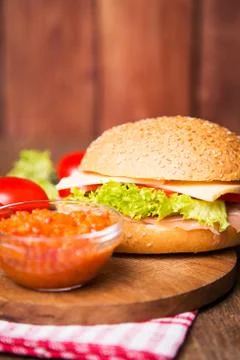 Sandwich with ham 스톡 사진