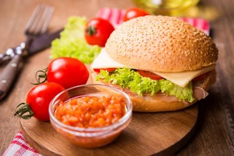 Sandwich with ham Stock Photos