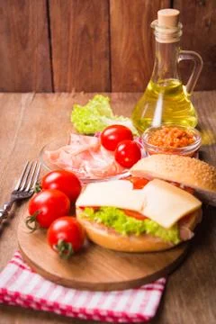 Sandwich with ham Stock Photos