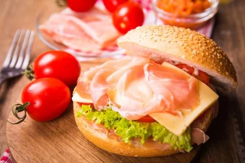 Sandwich with ham Stock Photos