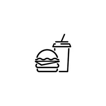 Sandwich, hamburger with drink. Vector on isolated white background. EPS 10 Stock Illustration