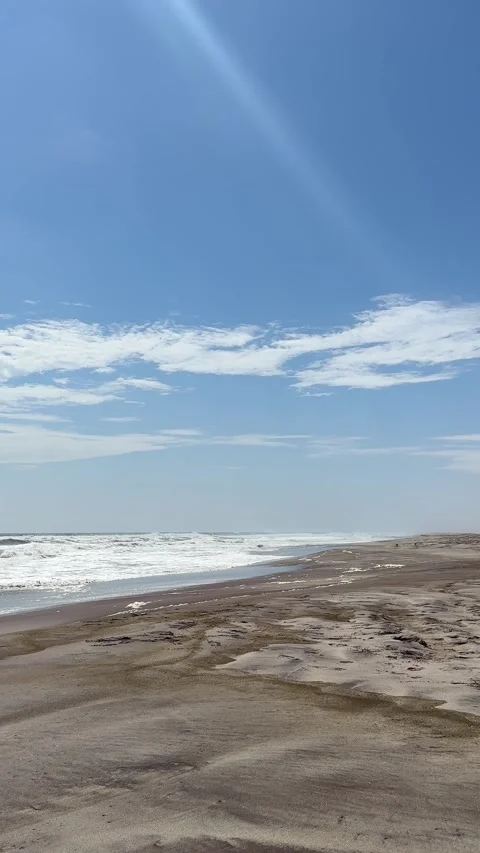Sandwich Harbour in Namibia at the coast of the Atlantic Ocean. Sandy beach. San Vídeo Stock 333570557