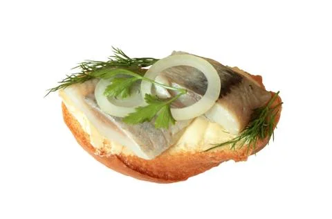 Sandwich with herring Stock Photos