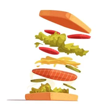 Sandwich Ingredients Composition Stock Illustration