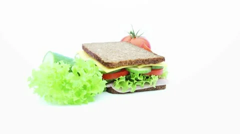 Sandwich with ingredients rotating Stock Footage 8979547