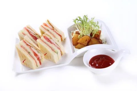 Sandwich with ketchup Stock Photos