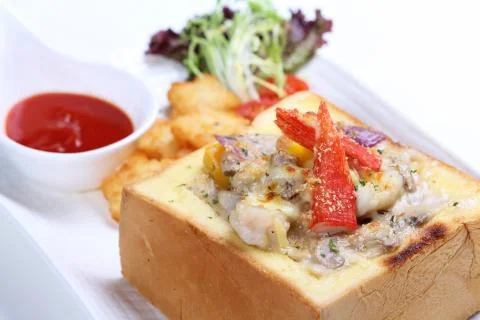 Sandwich with ketchup Stock Photos