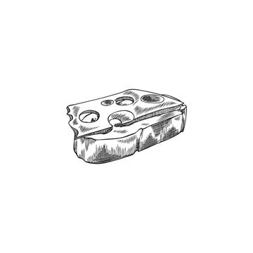 Sandwich with Maasdam cheese slice vector engraved sketch, cheese slice with イラスト素材
