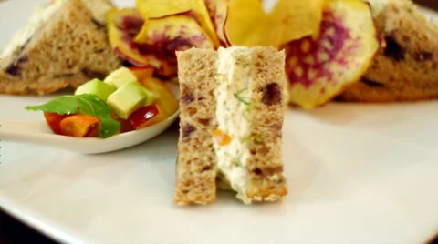 Sandwich made with wholegrain bread Stock Footage 34424967