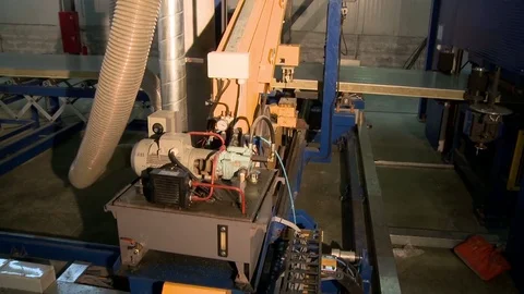 Sandwich panel cutting device at work Stock Footage 78522062