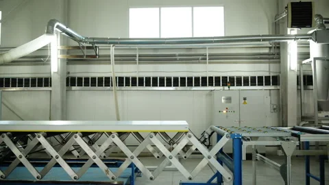 Sandwich panel machine line flying cut to length. Stock Footage 130514865