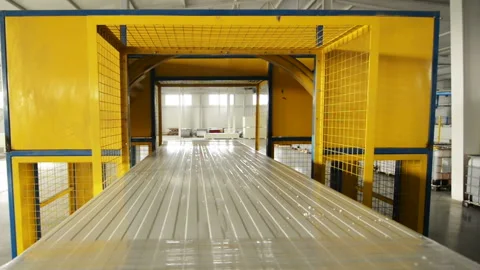 Sandwich panel production. Packing Machine Video stock 130007590