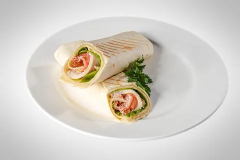 Sandwich pita bread roll with ham Stock Photos