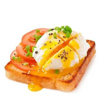 Sandwich with poached egg Stock Photos