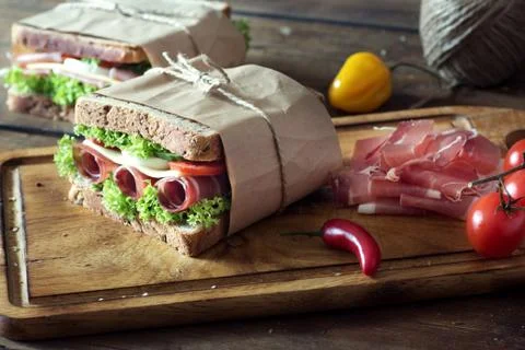 Sandwich with prosciutto Stock Photos