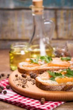 Sandwich with red fish Stock Photos