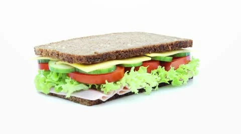 Sandwich rotating on white Stock Footage 8979529