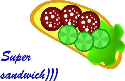 Sandwich with salami. Stock Illustration
