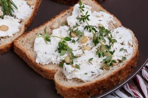 Sandwich with soft cheese Stock Photos