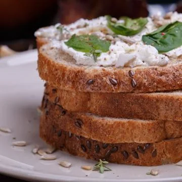 Sandwich with soft cheese Stock Photos