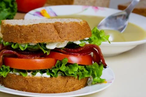 Sandwich with soup Stock Photos