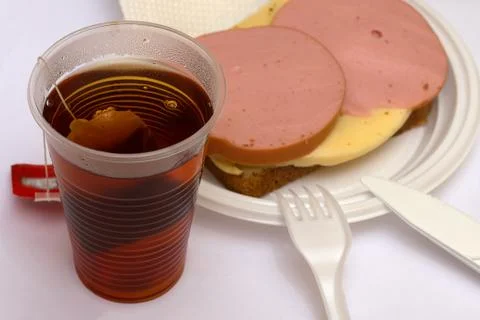 Sandwich with tea Stock Photos