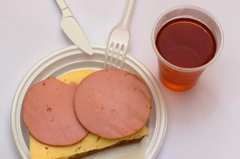Sandwich with tea Stock Photos