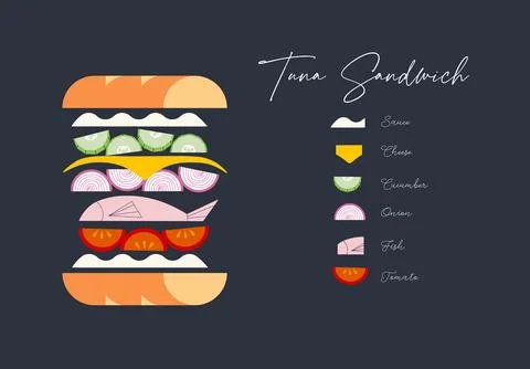 Sandwich tuna dark Stock Illustration
