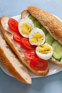 Sandwich with vegetables, egg Stock Photos