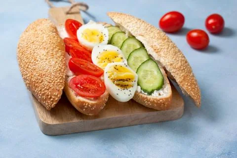 Sandwich with vegetables, egg Stock Photos