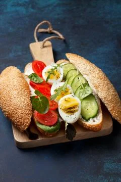 Sandwich with vegetables, egg Stock Photos
