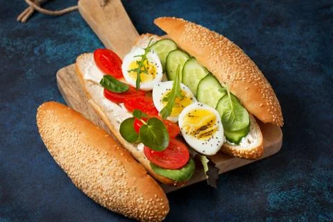 Sandwich with vegetables, egg Stock Photos