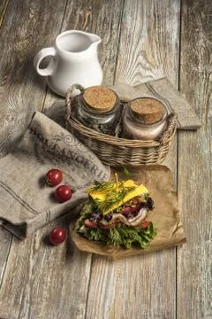 Sandwich With Vegetables Stock Photos