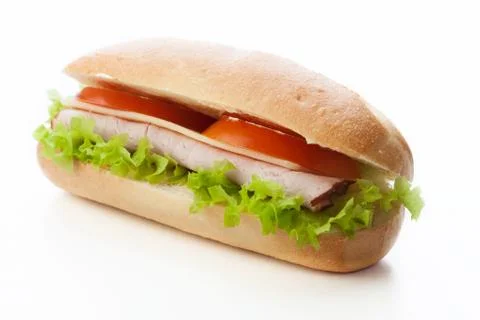 Sandwich on white background. Selective focus. Stock Photos