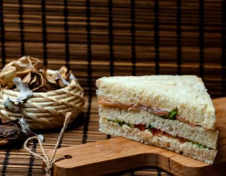 Sandwich with white bread on desk Stock Photos